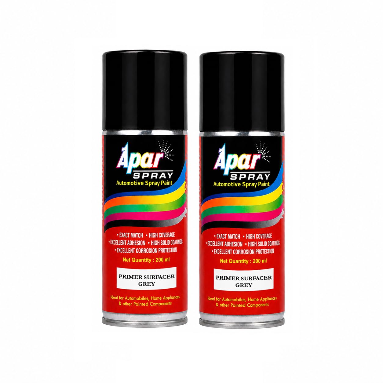 APAR Spray paint Primer Surfacer Grey -225 ml (Pack of 2-Pcs), For Car, Bike, Scooty, Cycle, Wood, Plastics and Metal Items, Furnitures and industrial parts-image-42