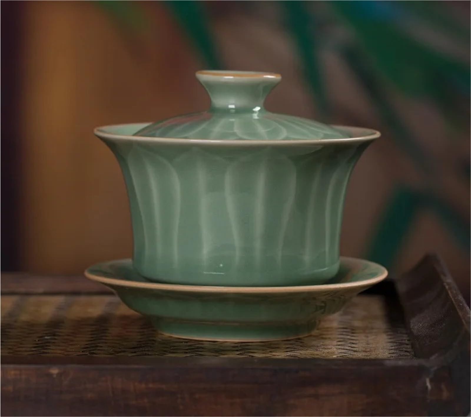 100 ml chiński Longquan Celadon Gaiwan estetyczny wierszyk trzy talenty herbata Tureen pokrywa do herbaty miska herbata