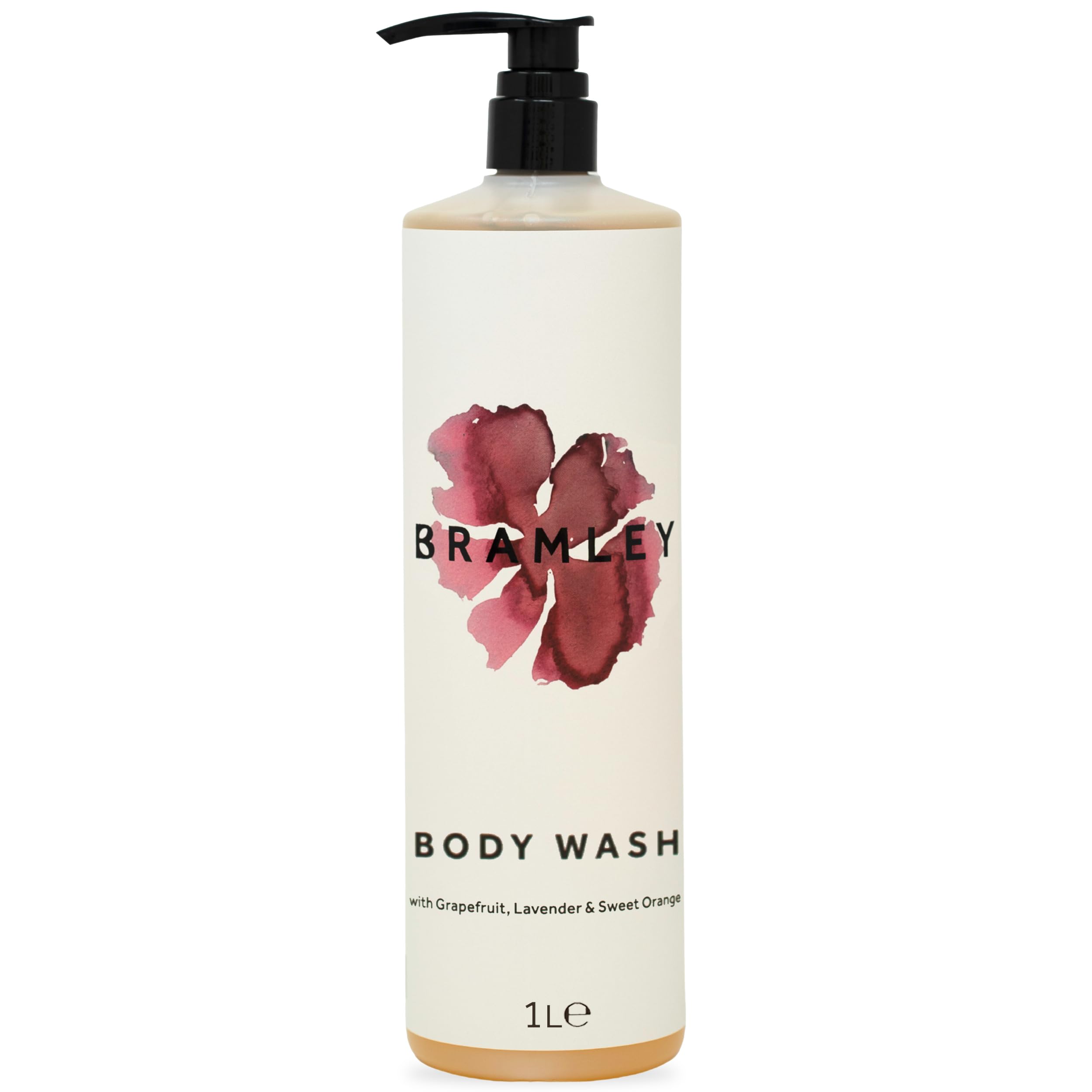 BRAMLEY - Bagnoschiuma da 1 litro, olio essenziale di pompelmo, lavanda e arancia dolce, rinfrescante, fragranza naturale al 100%, ricarica bagnoschiuma, formato famiglia, Green living