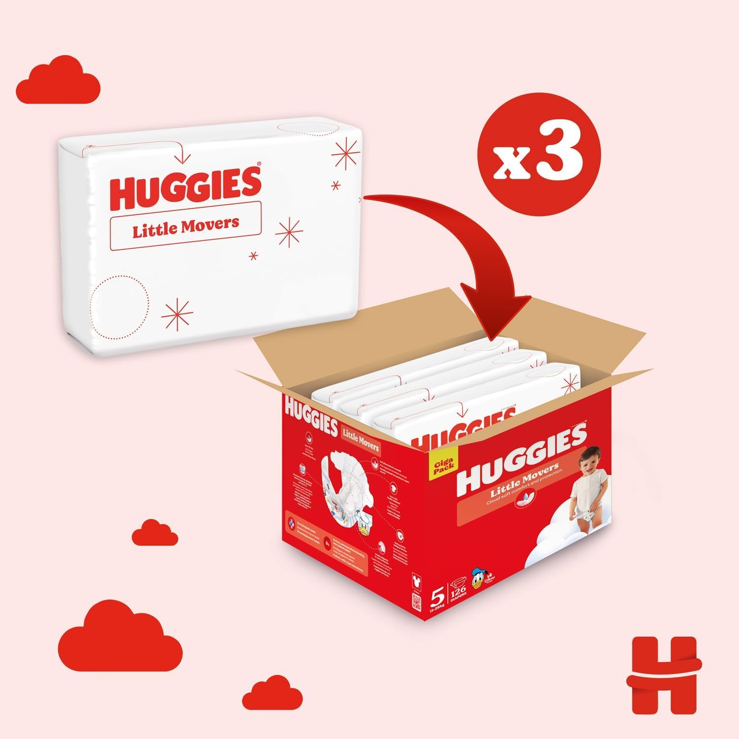 Huggies Ultra Comfort Pieluchy, 126 Sztuk