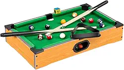 Mini Mesa de Sinuca Com 2 Tacos e 16 Bolas - Bilhar Snooker 35x26x7cm, Residencial e Portátil - Mini Jogo