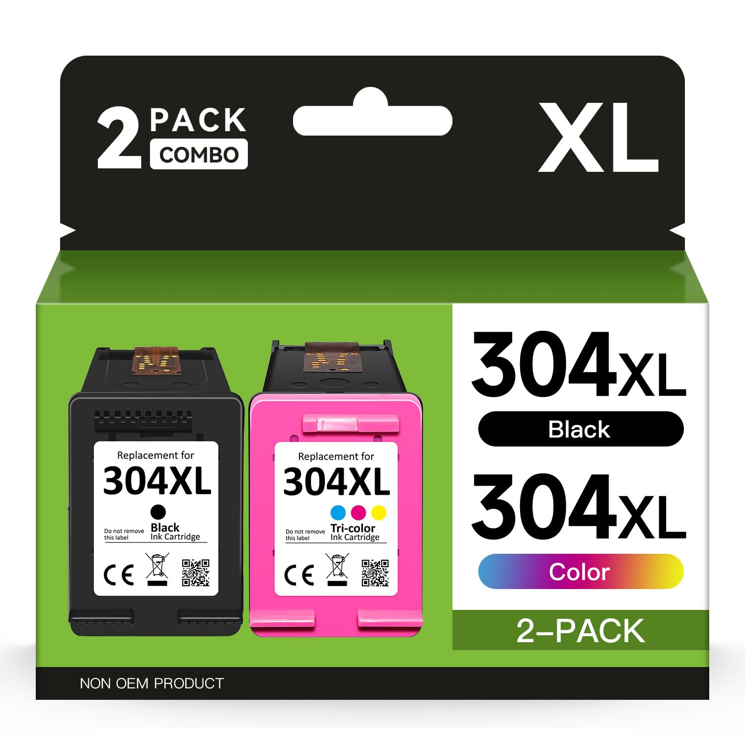 2× Noir Cartouches D'Encre Reconditionnée Pour 304 Xl 304Xl Compatible Pour Envy 5010 5020 5030