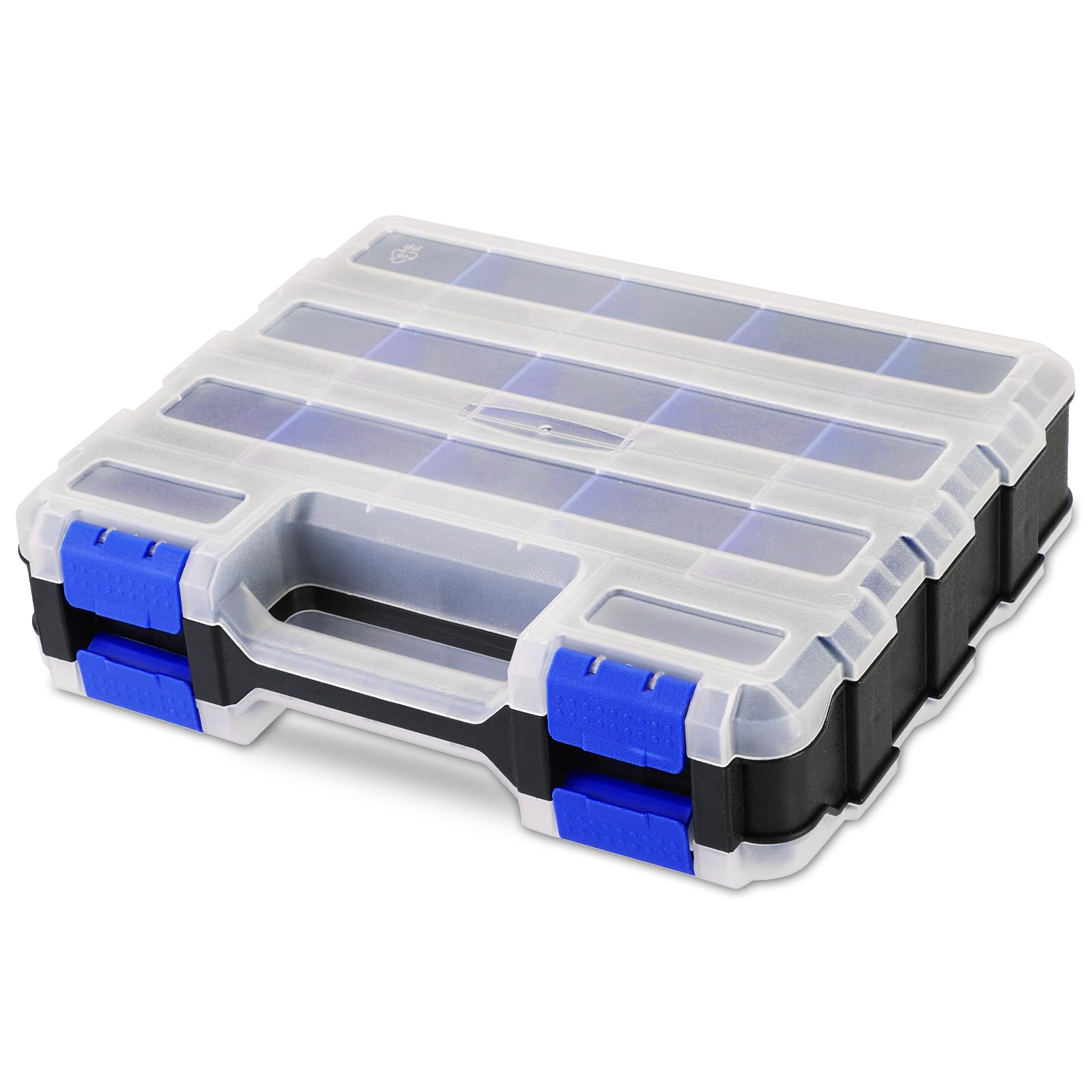 Organizer per piccole parti, scatola per attrezzi, 34 scomparti, a doppio lato, con divisori rimovibili per piccoli attrezzi, viti, bulloni, dadi, chiodi, perline (blu)