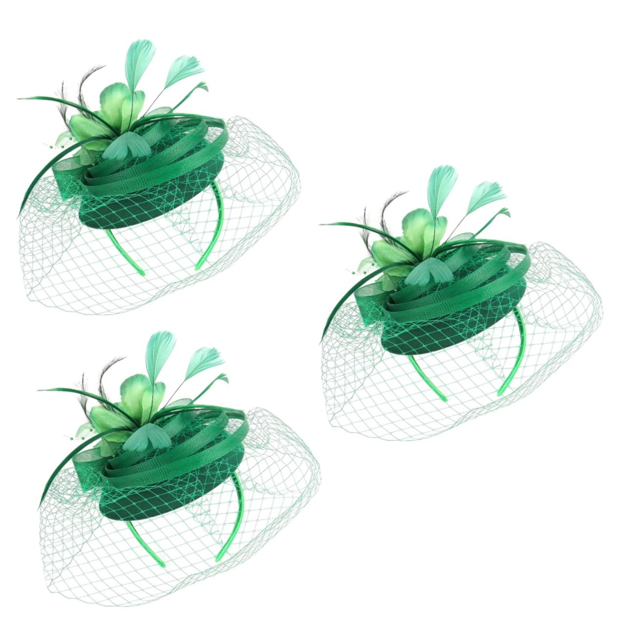 Beavorty 3pezzi Fascinator Elegante Rete e Piume per Tea Party e Matrimoni Accessorio per con Clip e Cerchietto Adatto per Eventi e Cerimonie Scuro