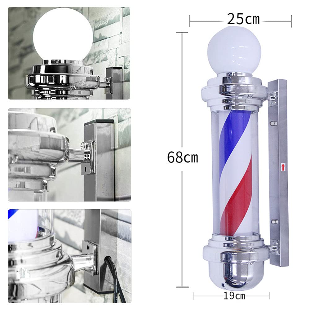 Lampada da Barbiere a LED - Classica Asta Rotante da 27 Pollici con Strisce per Parrucchiere, insegna per attività Commerciale Aperta, Impermeabile, per Esterni e Interni