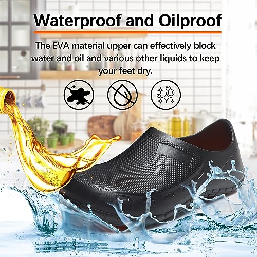 Image of JSWEI Chef Shoes for Men - Professional Oil Water Resistant Nursing Chef Shoe，Non-Slip Safety Working Shoes for Kitchen Garden Bathroom Construction