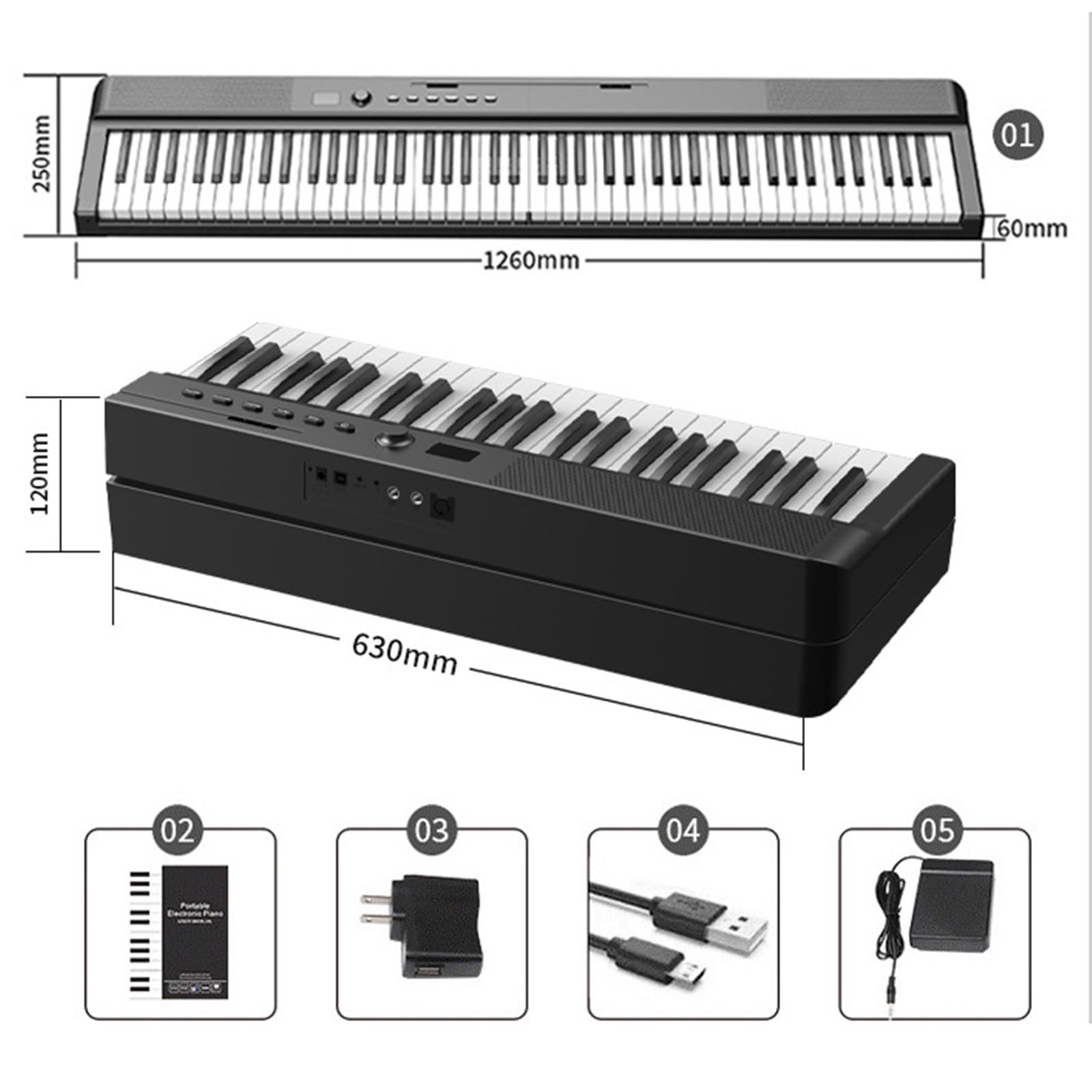 Tastiera Digitale Per Principianti Pianoforte Elettronico Portatile A 88 Tasti Strumento Per Pianoforte Pieghevole