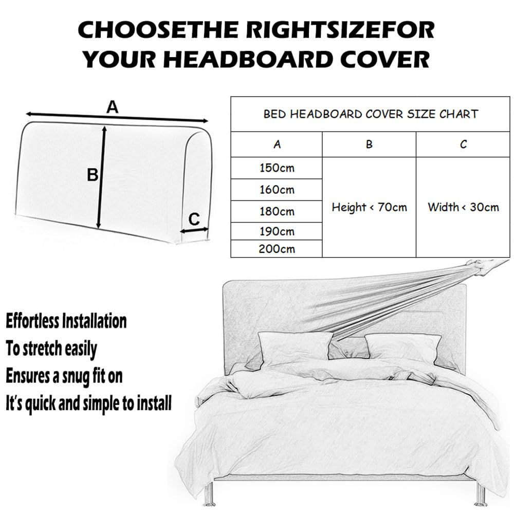 Nordische Volltonfarbe Bett Kopfteil Bezug, Weicher Strecken Bett Kopfteil Hussen, Staubdicht Bettkopfteil Husse, Verdickt All-Inclusive Bettkopfteil Bezug für Schlafzimmer (200cm,Beige)