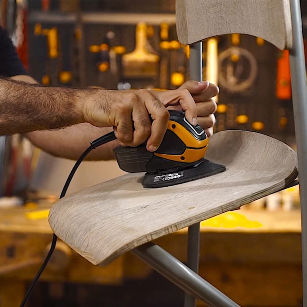 WORX Ponceuse Delta Multifonction 65W WX648, Enlèvement de Matière Elevé sur le Bois, Système de Fixation Rapide de l'Abrasif, Système Anti Poussière, Confortable, Livré Avec Accessoires