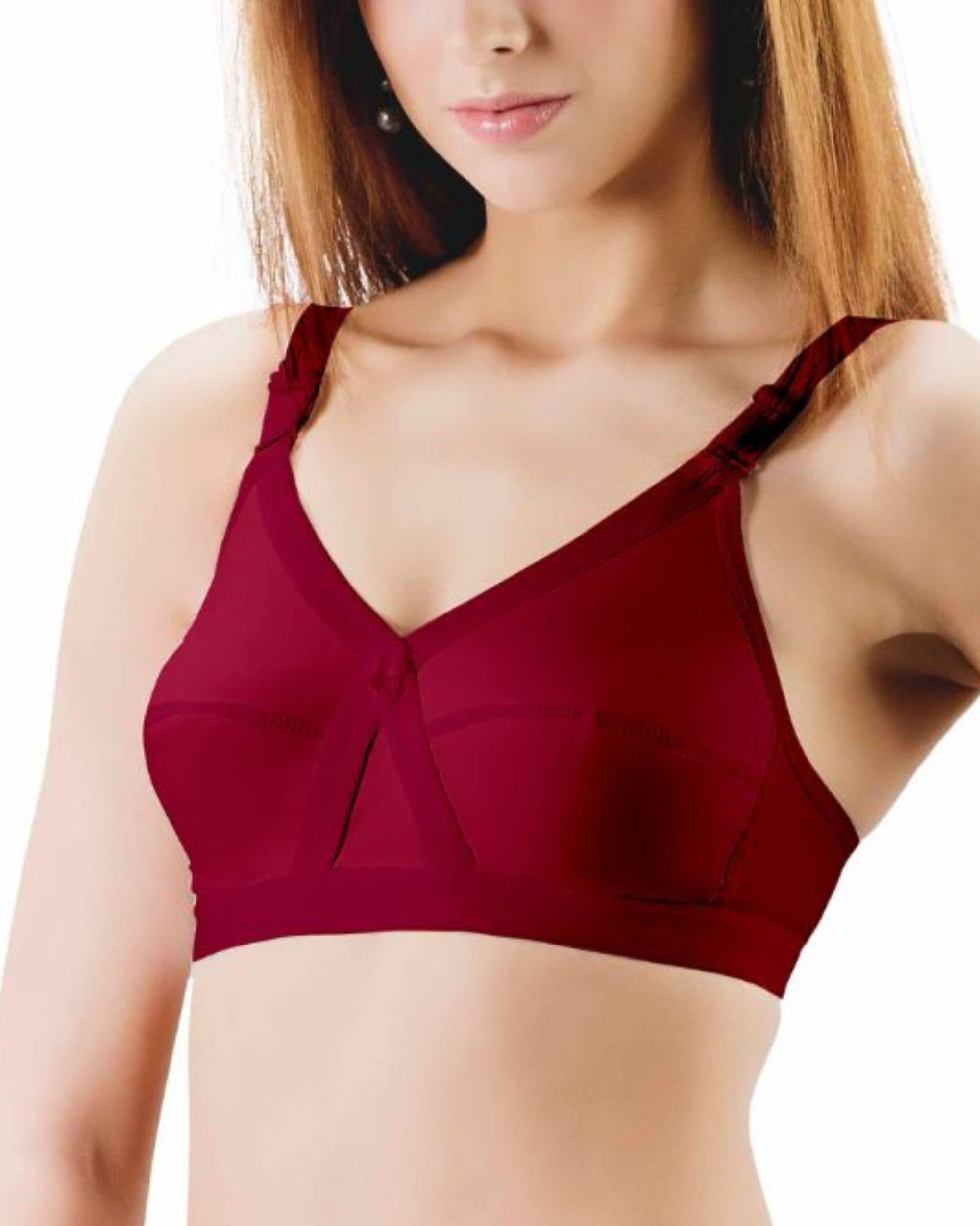 BRIDA LADIES INNERWEARBrida Women's Cotton Minimizer Saree Bra,Plus Size, Full Coverage, Non-Padded, Wireless,Double Layer Support for Heavy Bust, Everyday X-Front Bra - CosmosPlus