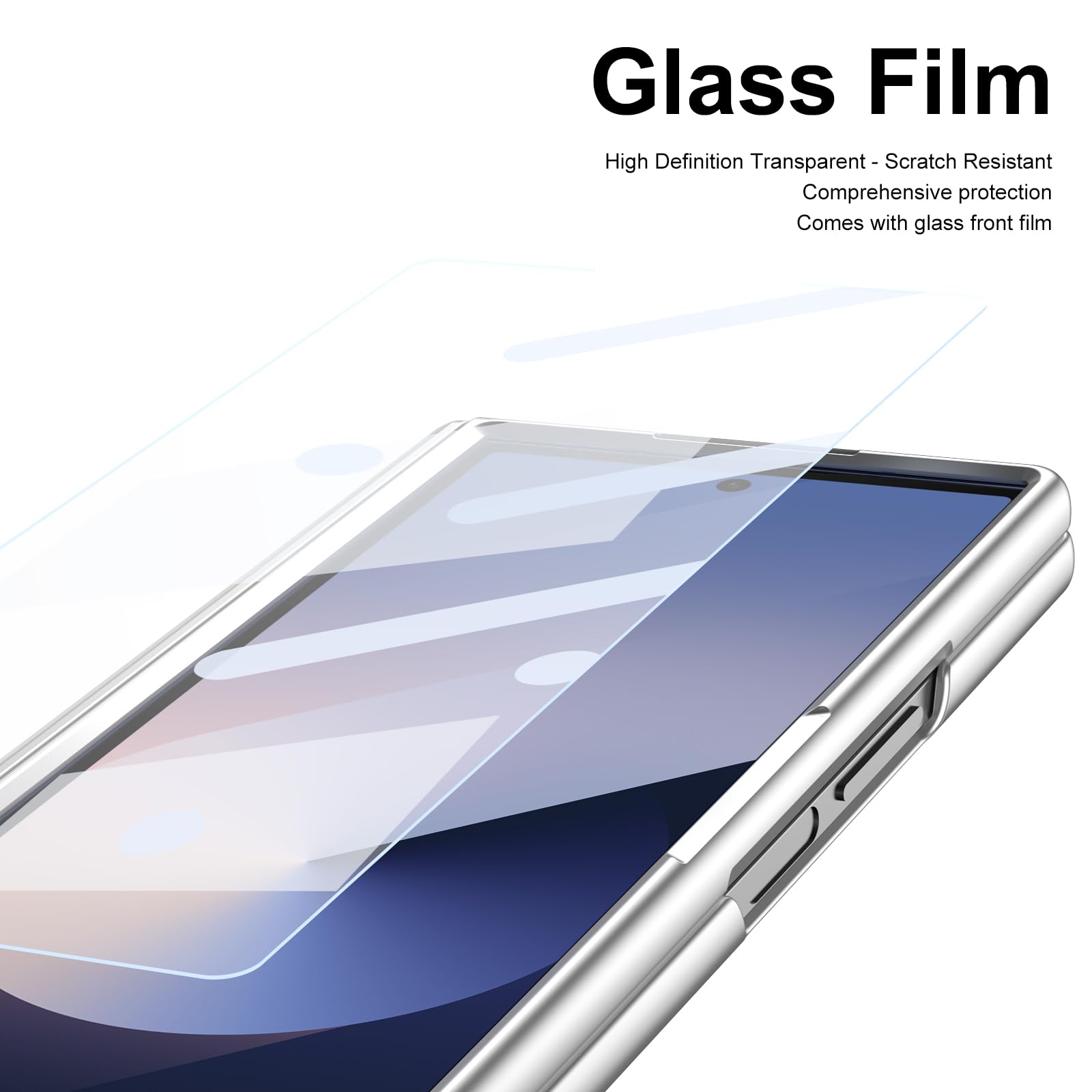 Custodia per Galaxy Z Fold6 con penna stilo, custodia per Fold 6 con protezione per lo schermo + slot per S Pen, custodia in pelle per Samsung Galaxy Z Fold6 con cerniera-Bianco