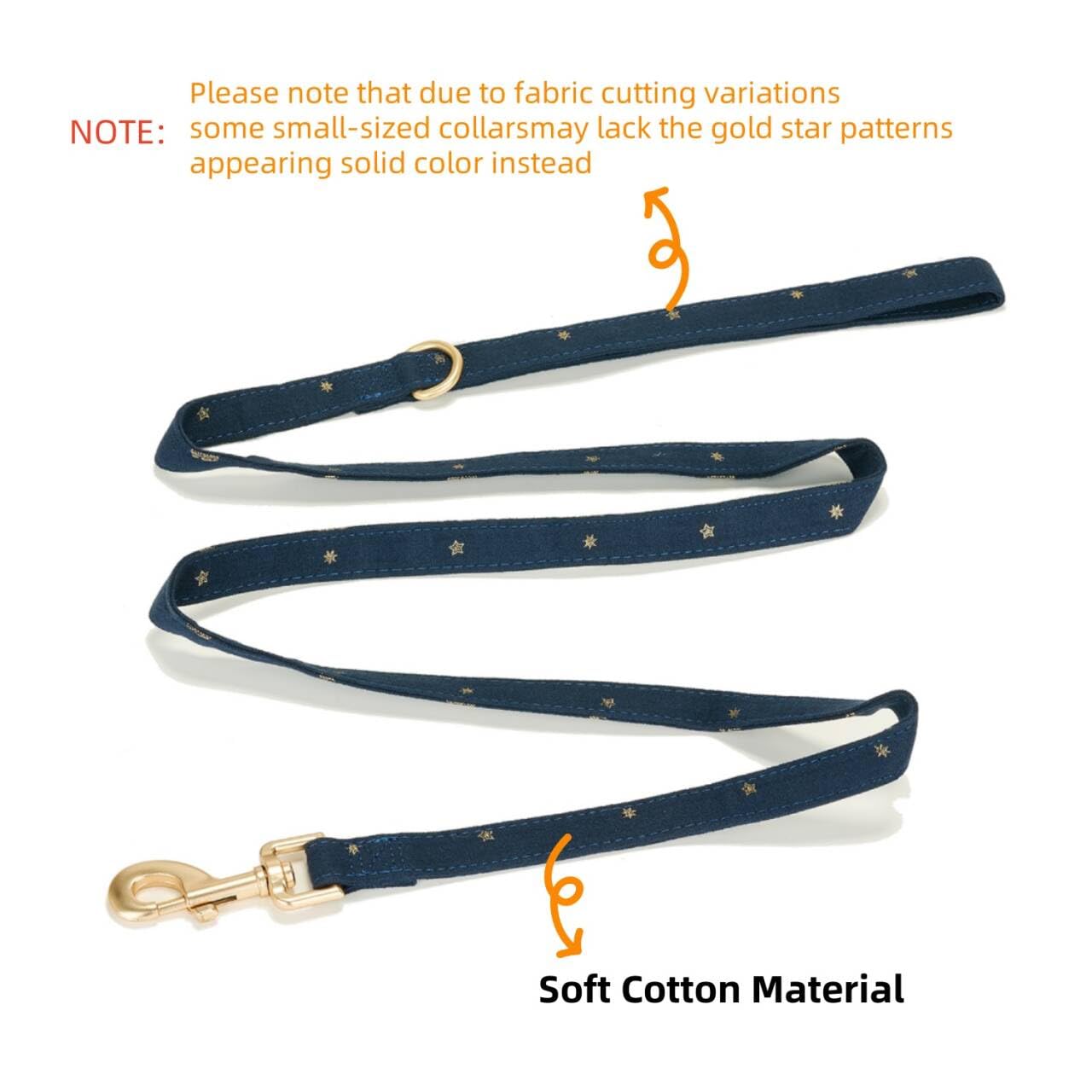 Petiry Cotton Dog Lead with Gold Star Print,With D-Ring for Poop Bag Holder,150cm Length x 1.5cm Width-Ideal for Small Dogs,NavyStar,S - Image 2