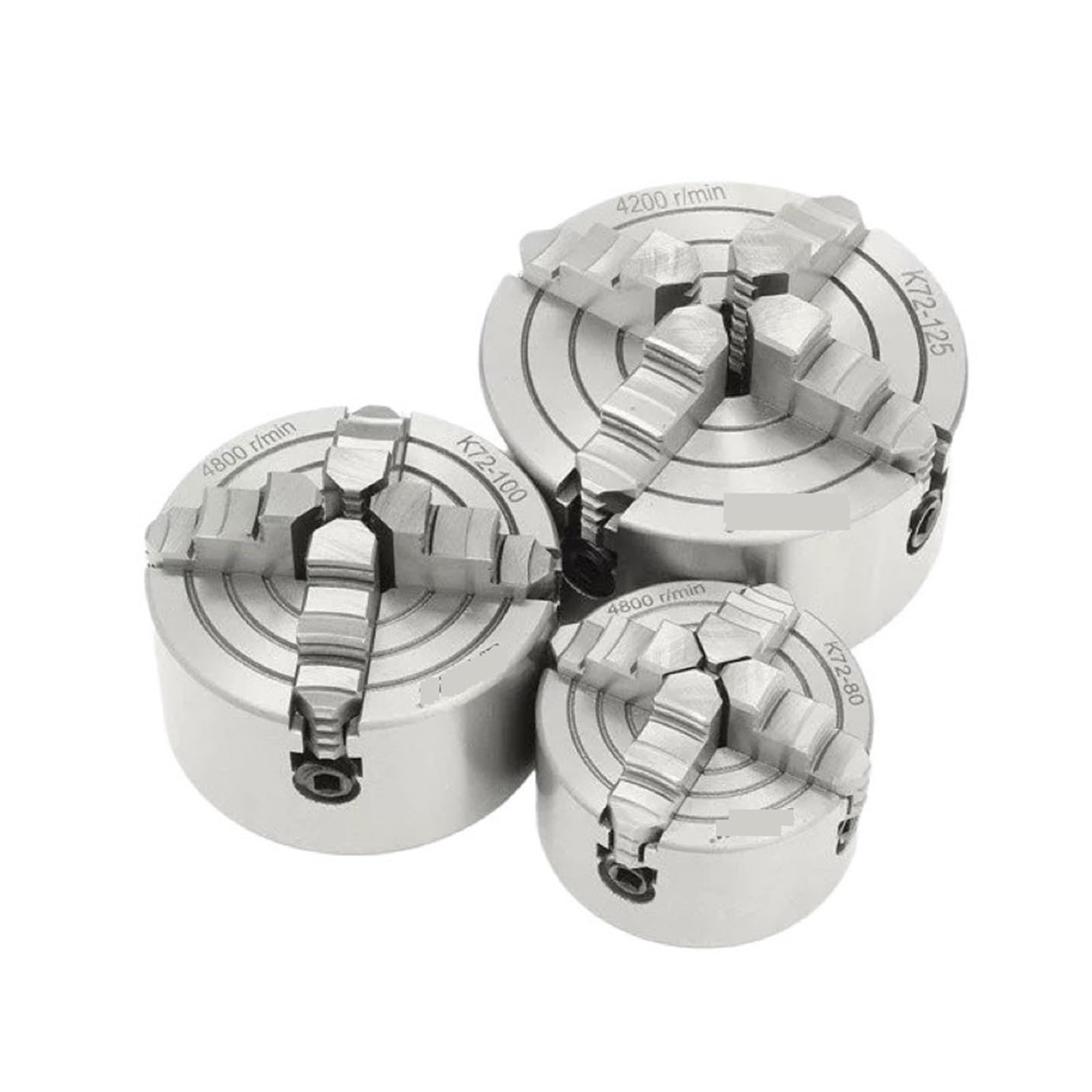 Mandrino a 4 Griffe 5" Tornio a Ganasce reversibili indipendenti K72-80/100/125/160/200 Utensile di Foratura fresatura Lavorazione del Legno Mandrino for tornio a 4 Griffe(K72-250)
