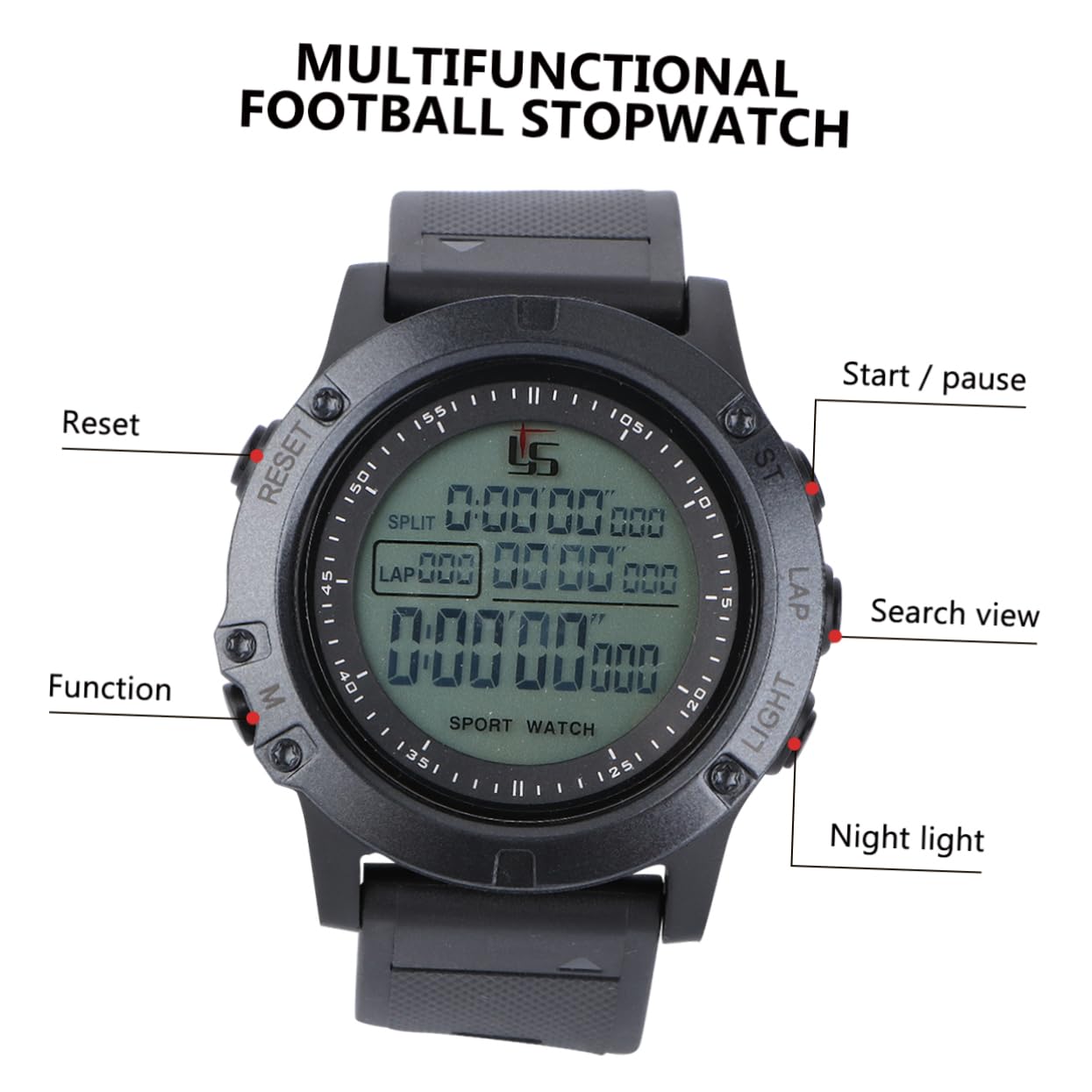 GALPADA Orologio Sportivo Uomo Multifunzionale Per Arbitro Calcio Con Cronografo Timer Countdown e Retroilluminazione Notturna Cronometro Digitale Precisione Centisecondo Cinturino Resiste