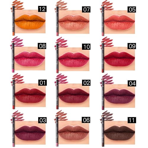 Miniatura 4 de Aseawave Juego de delineador de labios mate 12 piezas de delineador de labios cremoso de alta pigmentación juegos de regalo de maquillaje de labios