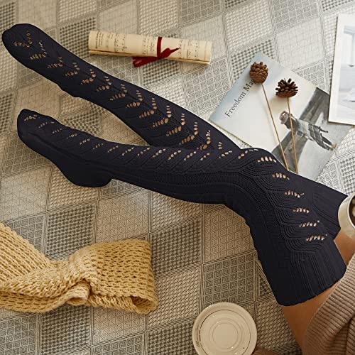 Image of Pcavin Thigh High Socks for Women, Long Cable Knit Over Knee Boot Stockings | Extra Long Fit, Cable Knit Texture, Warm Thick Knit, Winter Boot Socks, Cozy Leg Warmers, Sweater Sock Style