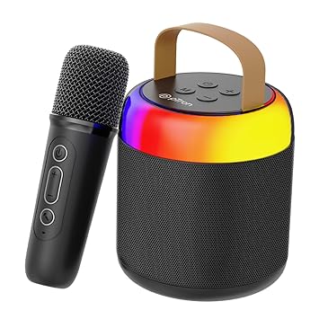 pTron Newly Launched Fusion Bliss 16W Bluetooth Speaker with Wireless Karaoke Mic, 6Hrs Playtime, Vibrant RGB Lights, Voice Effects, Multi-Play Modes BT5.3/TF Card & Type-C Charging Port (Black) - image, photos