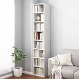 IOTXY Small Narrow Corner Bookcase - 71 Inches Tall Gap Freestanding Storage Cabinet, 8 Lattices Open Shelves Tower Rack, Cubes Bookshelf in White