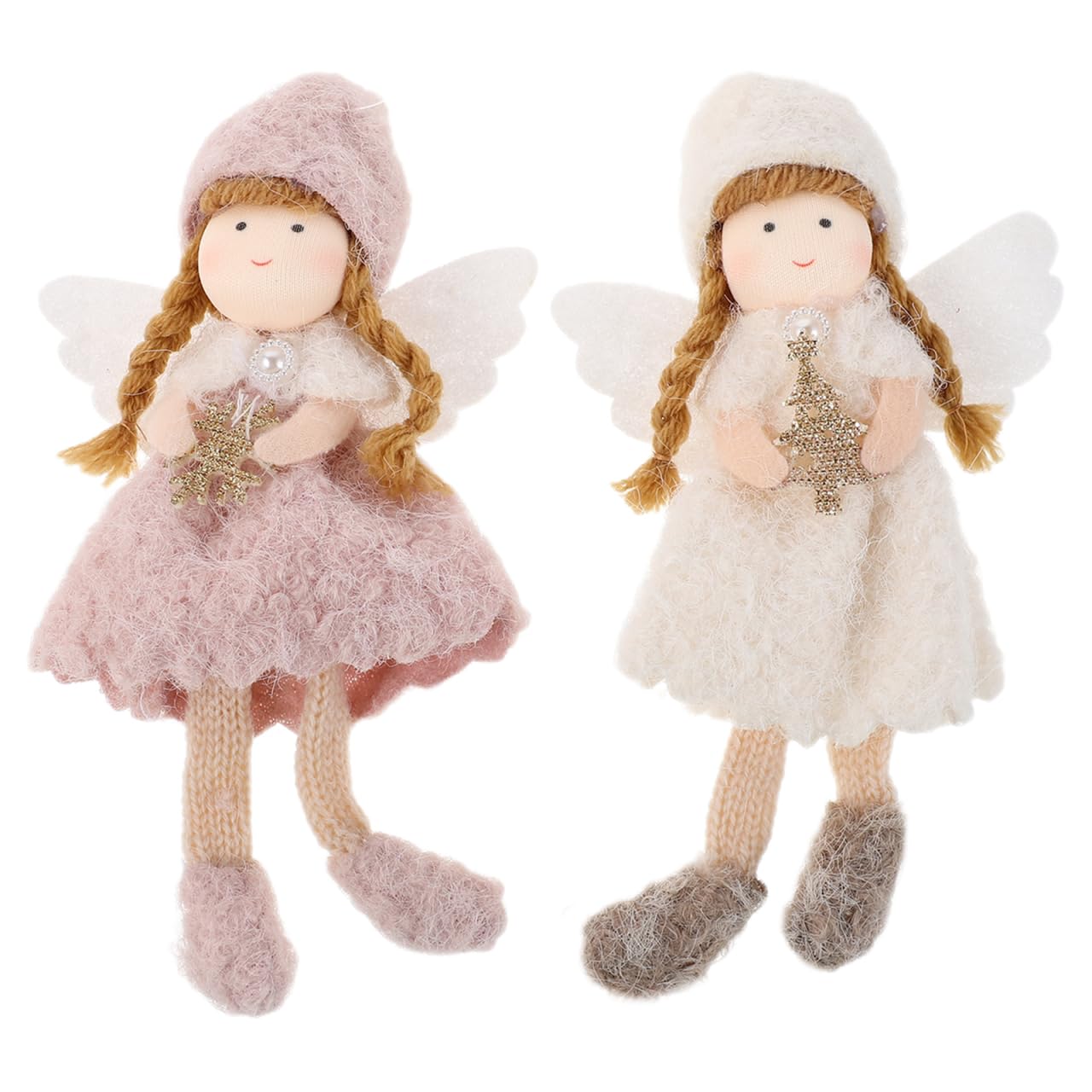 IMIKEYA 2 Stück Plüsch Engel Weihnachtsbaumschmuck Anhänger Weihnachtsbaum Ornamente niedliche Plüsch Engel Weihnachten Christbaumschmuck Weihnachtsbaumanhänger für Festliche Deko