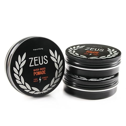 ZEUS Pomada de sujeción firme, pomada de fijación firme a base de agua, brillo natural para todo el día, fabricada en Estados Unidos (paquete de 3)