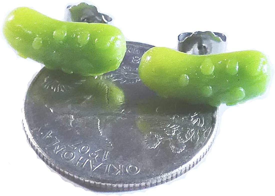 Dill Pickle Earrings - Tiny Food Jewelry