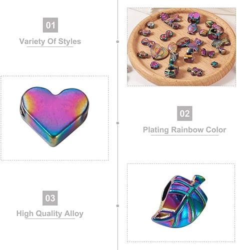 Miniatura 5 de Bestewelry 80 cuentas de metal de estilo gótico, 20 estilos, coloridas cuentas espaciadoras de calavera macroporosa, cuentas europeas con forma de