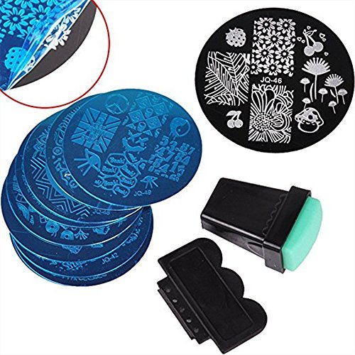 Nail Art Image Stamping Polish Steel Template Kit Polish Print Plate Stamper Set of 10