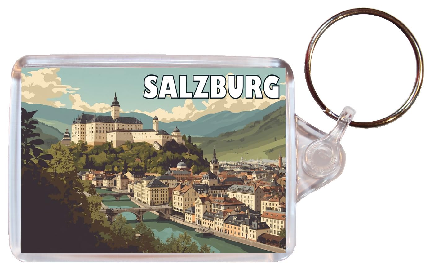 Baked Bean Store Salzburg - Austria - Double Sided Keyring Artistic BBSKEY114