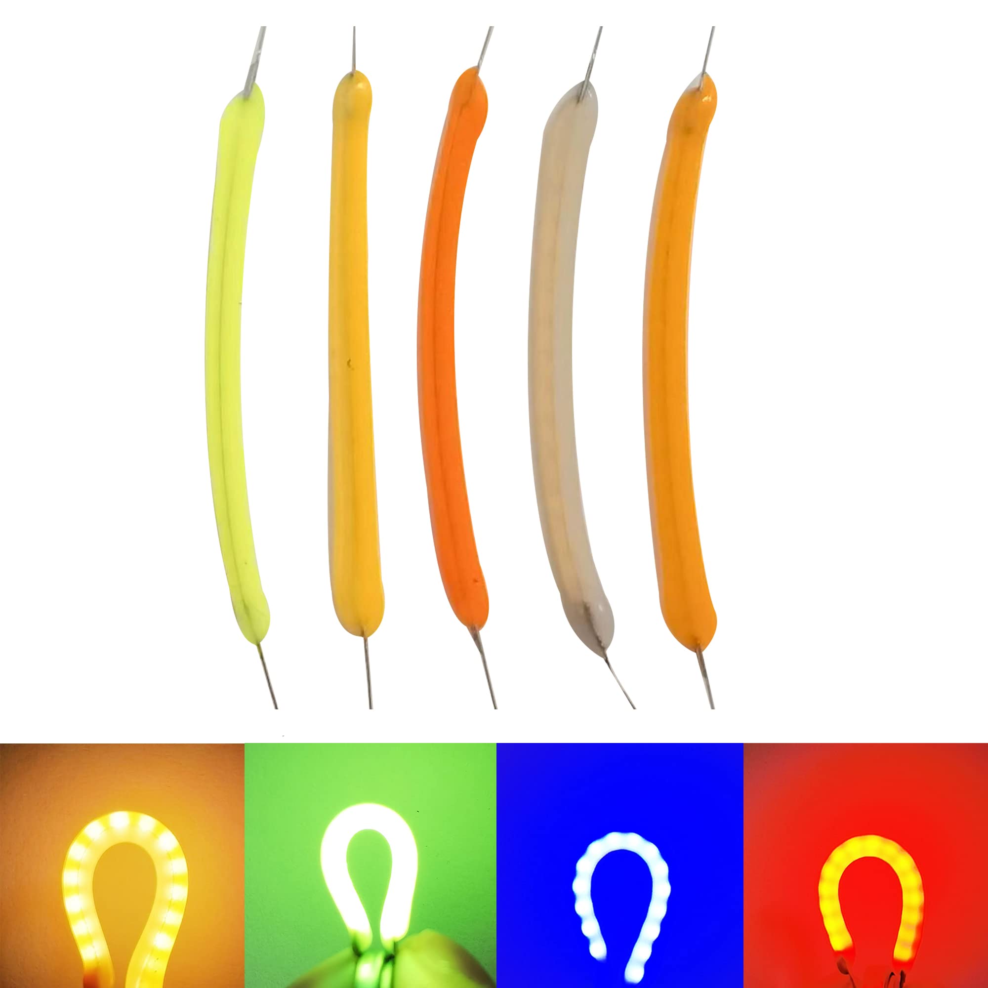 20Pcs LED Filamento Flessibile 3V Flessibile 38mm E 80mm Rosso 2200K Verde Blu Rosa Per HA CONDOTTO LA Lampadina FAI DA TE Edison Della Lampadina Di Arte Della Lampada,Verde,80mm 3V 20 PZ