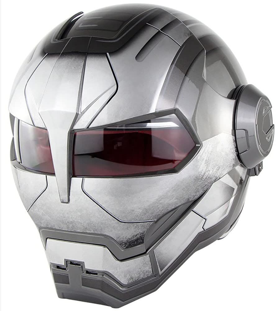 Motorcycle Full Face Helmet Iron Man Motorbike Moped Crash Helmet Lightweight Off-Road Skull Helmet for Adult Men Youth DOT Certified 5,M=57-58CM Automotive