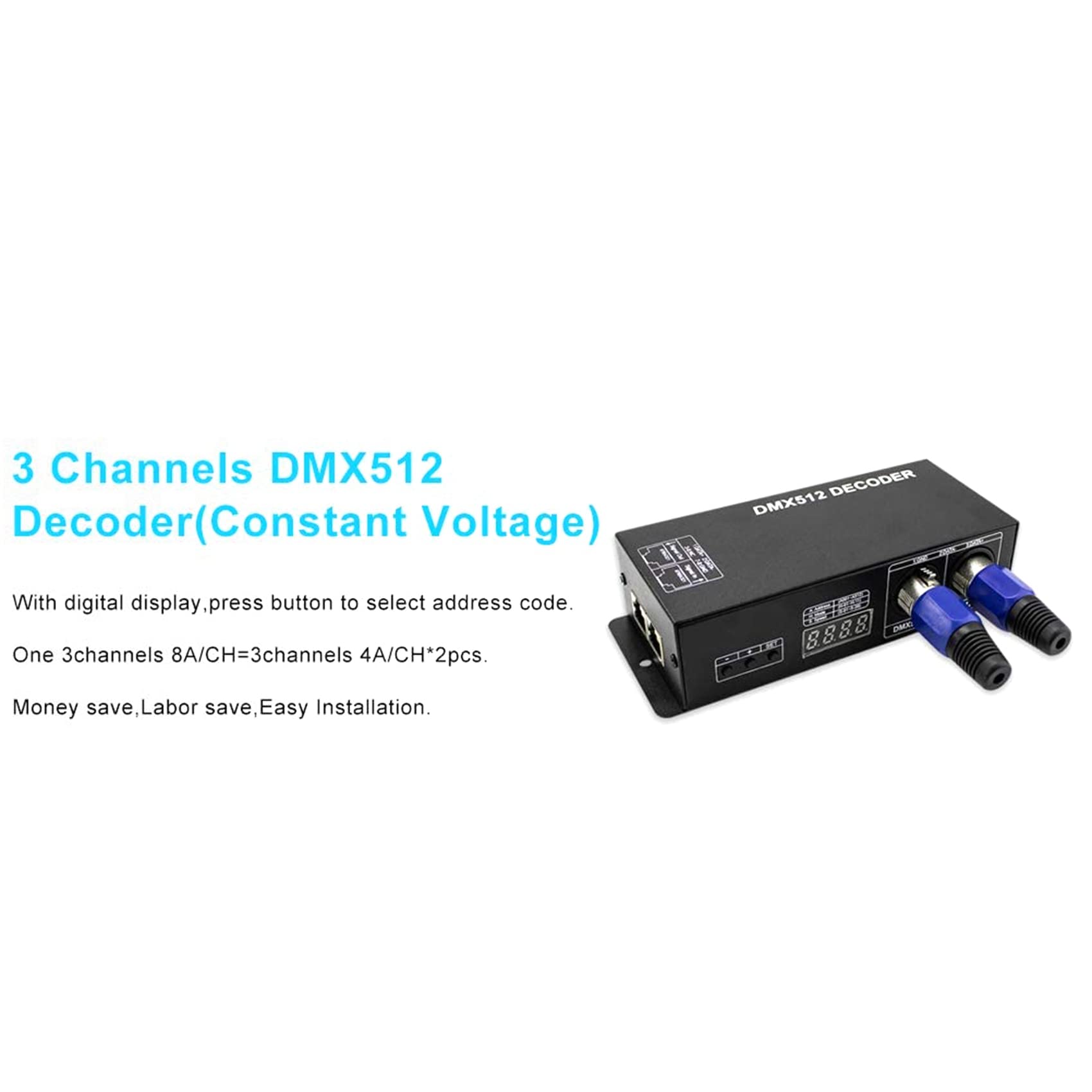 2 x wysokowydajny kontroler LED 512 dekoder ściemniacz sterownik DC 12 V-24 V do taśm LED RGB lub świateł (3 kanały)
