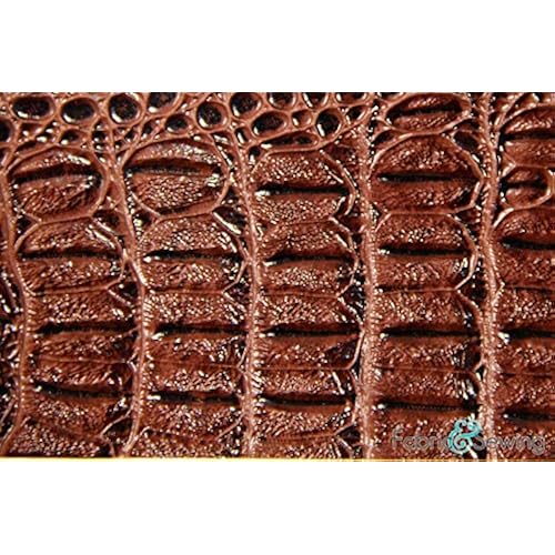 Dark Brown Large Scale Crocodile Skin Faux Fake Leather Vinyl Fabric Polyester 54-56