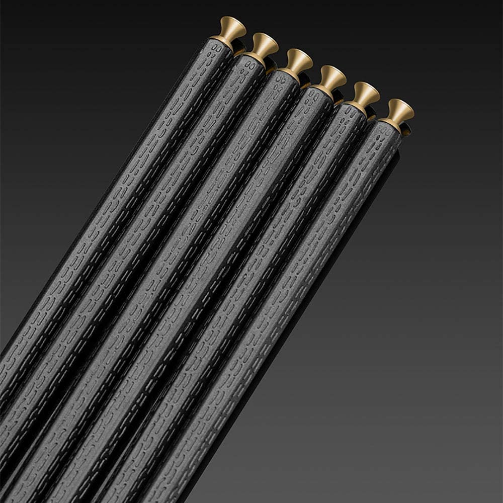 Baguettes réutilisables Lot de 10 paires de baguettes en fibre de verre de qualité supérieure, tête dorée et argentée, réutilisables, japonaises et coréennes, faciles à utiliser, antidérapantes, lavab