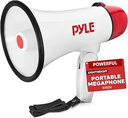 Pyle Alto-falante Megaphone PA Bullhorn – 20 watts, controle de vol ajustável com sirene integrada e alcance de 800 metros – PMP20