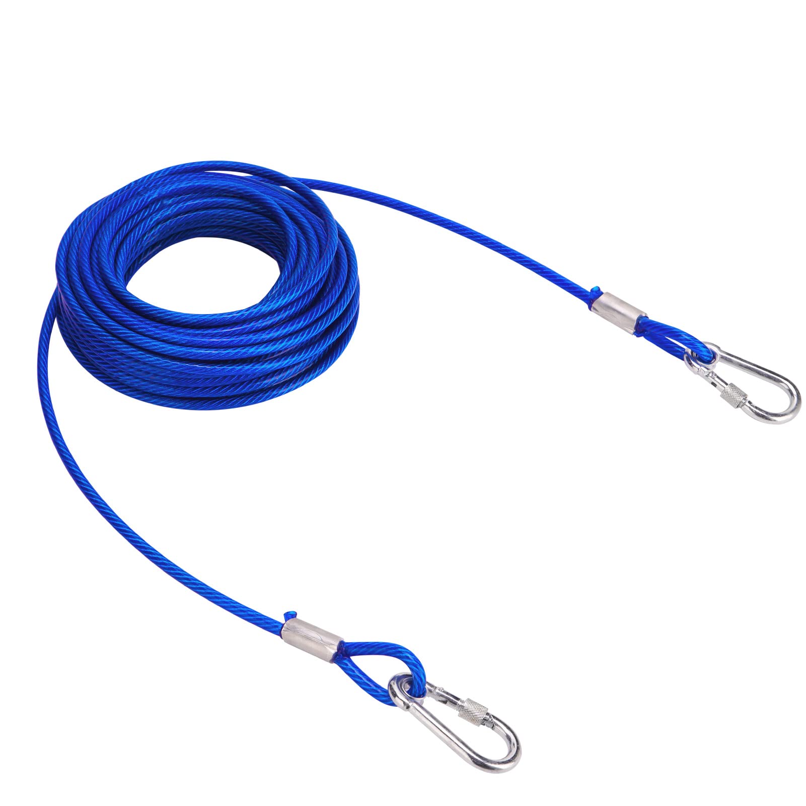 Mihachi 50Ft Dog Tie Out Cable for Dog Up to 250lbs, Steel Wire Dog Leads for Yard, Dog Runner for Yard, Rust- Proof Training Tether for Medium to Large Dog Chains Outside
