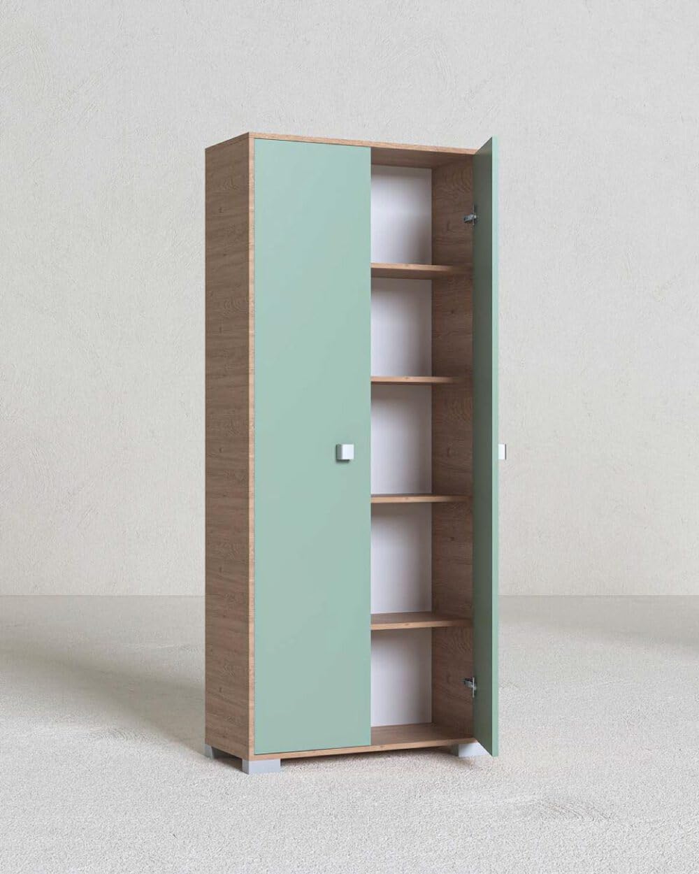 Doomostore. Armadio 2 Ante Clara dispensa Cucina Multiuso Lavanderia spogliatoio 75x35x180H con Ripiani Virginia/Salvia