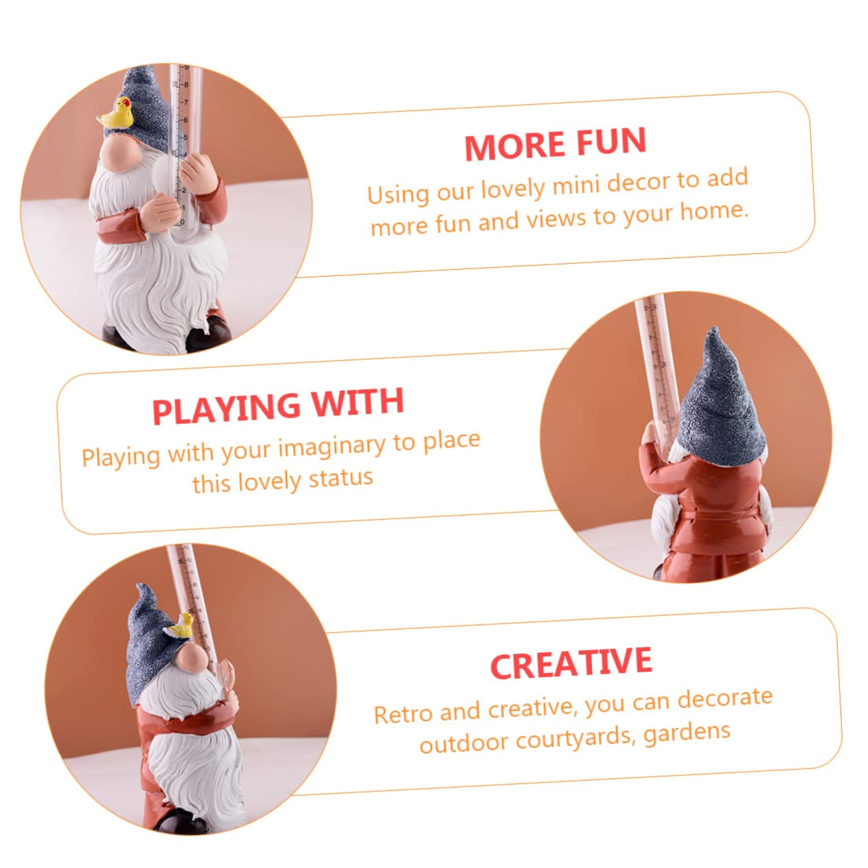 SEWOART Fairy Garden Gnome Figurine Resin Garden Decor Mini Rain Gauge Outdoor Statue Accessories