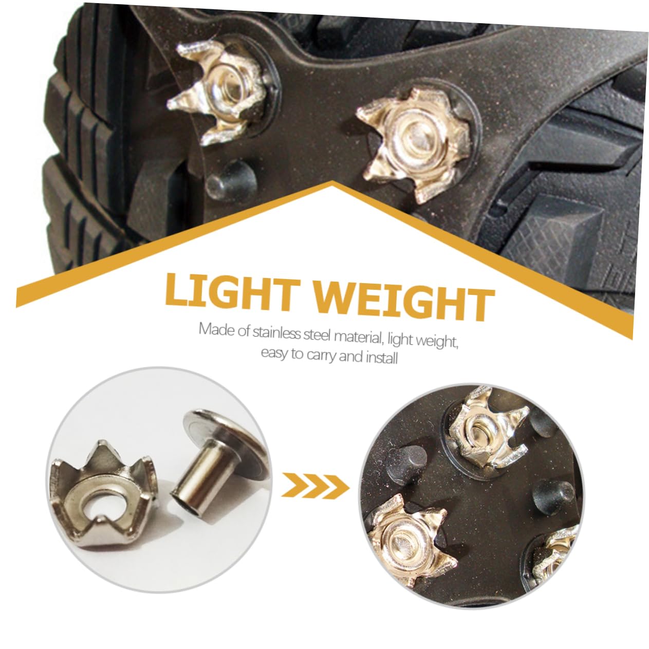 TENDYCOCO Ergonomic Snow Crampon Shoes Ice Cleats 100Pcs Replacement Ice Spike Shoes for Traction on Ice Snow