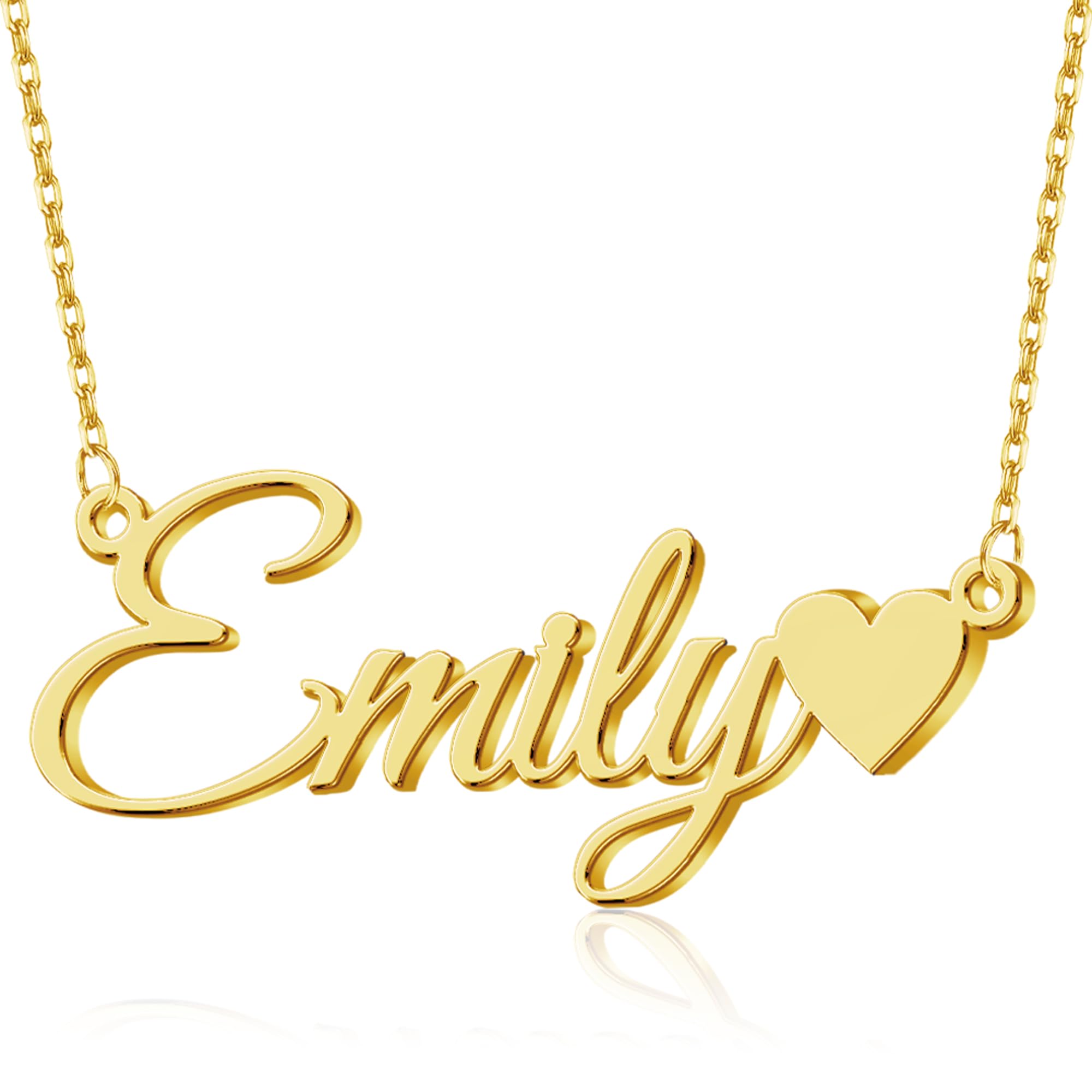 Yofair Custom Name Necklace – 18K Gold Plated Personalized Nameplate, Stainless Steel Chain