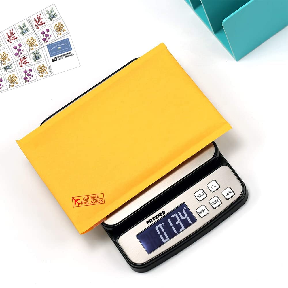 Nilpferd Bilancia digitale per pacchi fino a 50 kg, bilancia postale, bilancia da lettere, bilancia per tutti gli scopi (casa, ufficio, precisione grammatica, batterie incluse (argento)