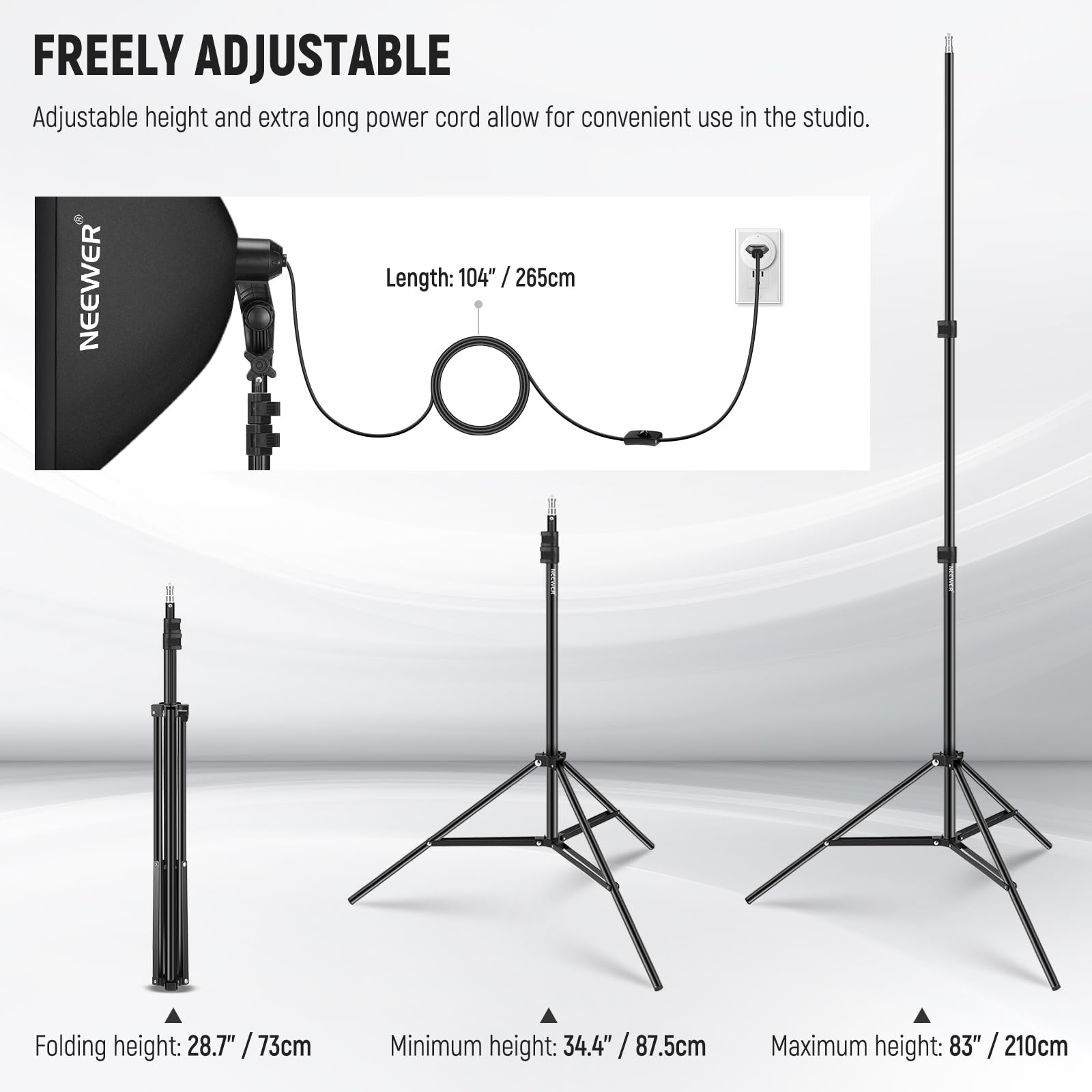 NEEWER Softbox zestaw oświetlenia, odpowiednik 700 W, 3 sztuki w zestawie żarówek LED z certyfikatem CE i UKCA, żarówki LED 5700 K, 24 x 24 cale, softboxy z oprawą E27, zestaw świateł ciągłego