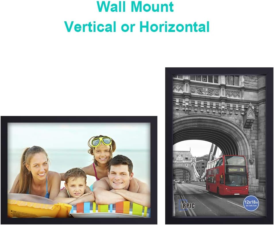 12x18 Inch Solid Wood Poster Frame with Wall Mounting Hanging Picture Frame Black -