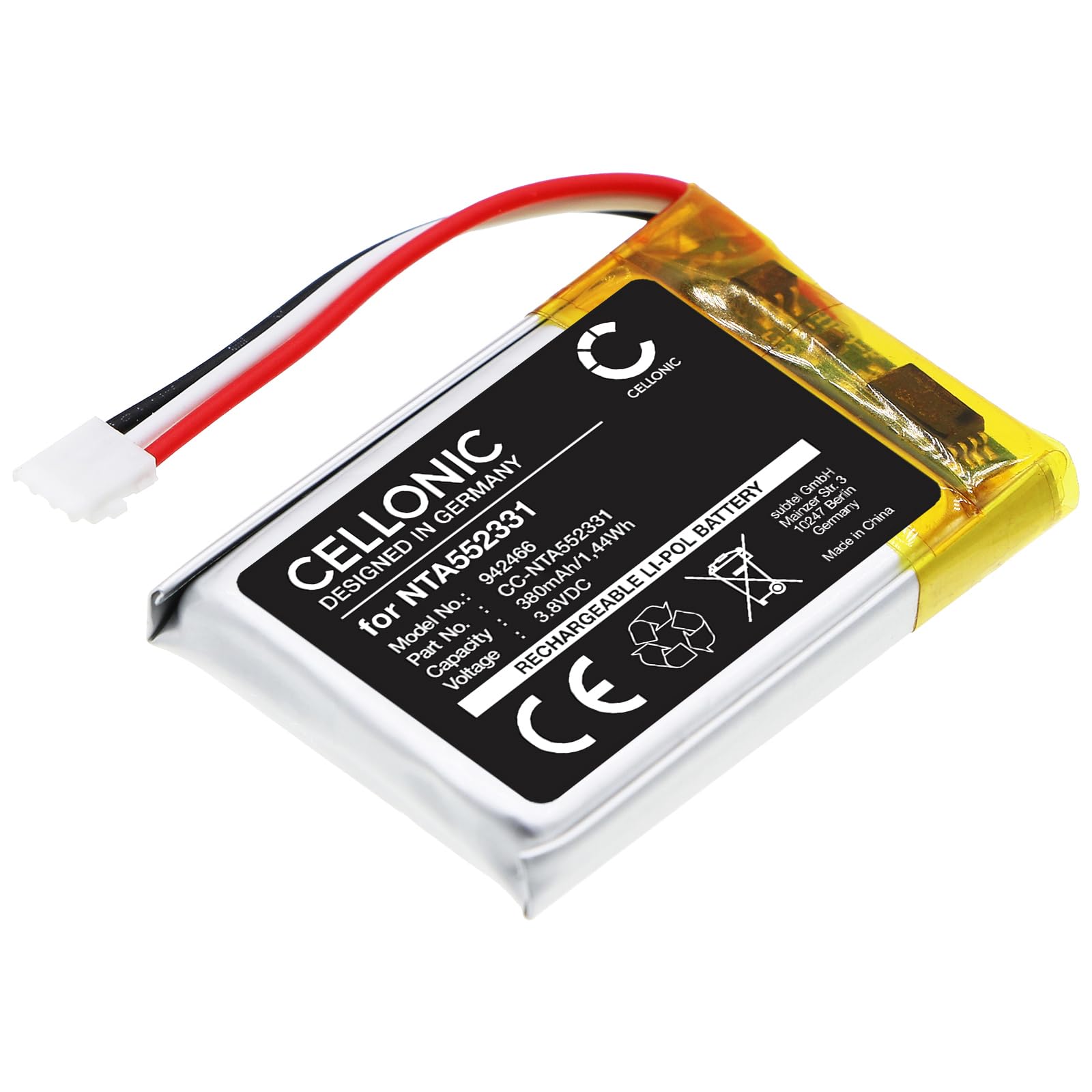 CELLONIC 1x Batterie Compatible avec Rode Wireless GO II | 1x, (380mAh, 3.8V, Lithium Polymère), Casque micro Batterie pour Rode 0442-0053-01