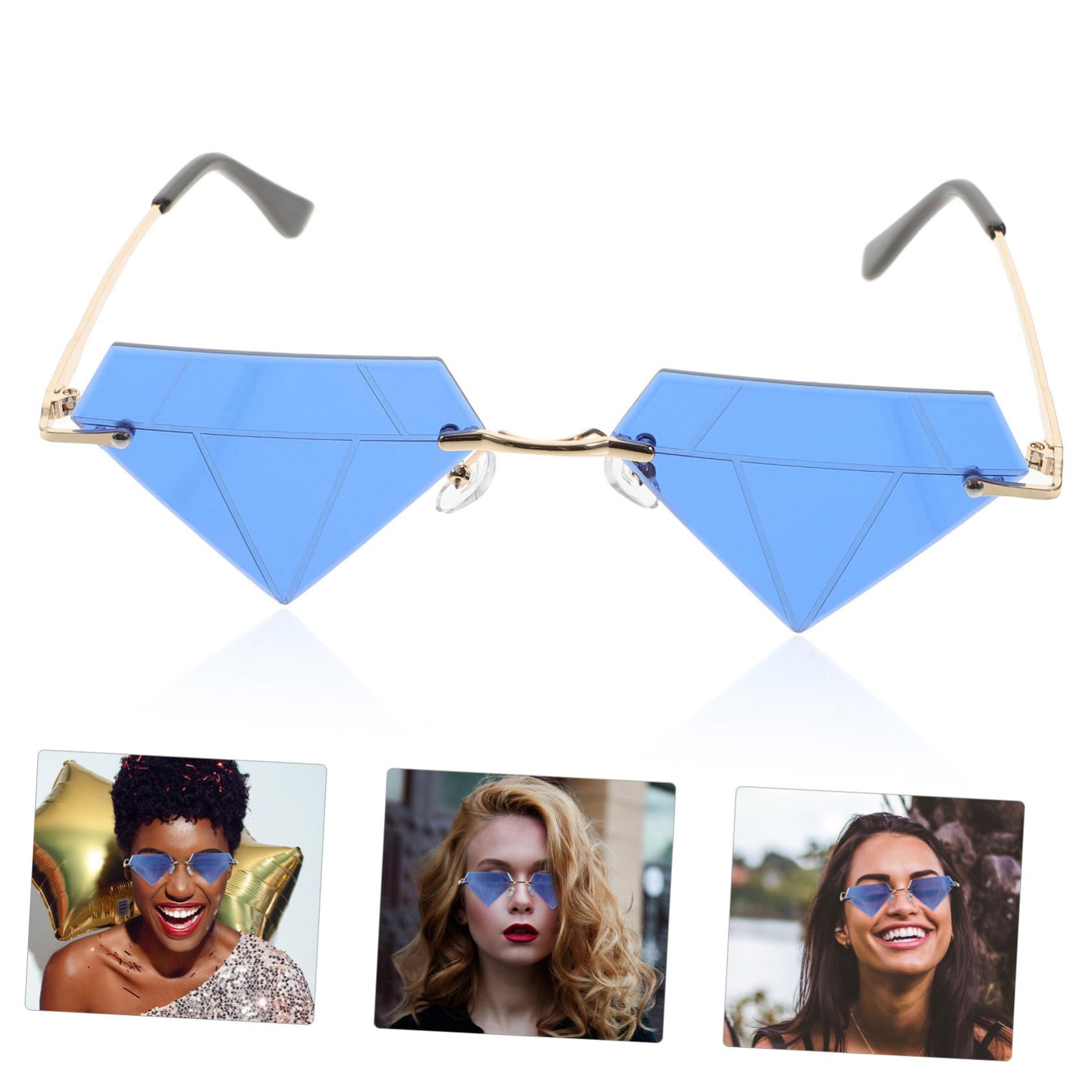4 Pares gafas con forma de diamante gafas de sol de niño de sol de para ociones especiales de sin montura sin montura ordenador personal