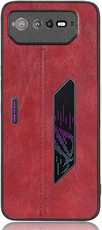 Phone Case for ROG Phone 6, Case for ROG Phone 6 Cow-Like PU Leather Style Protector Cover, Non-Slip Shockproof Cover