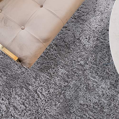 image for Zareas Modern Furry Area Rugs for Living Room 5x8 Grey Shag Rug for Be