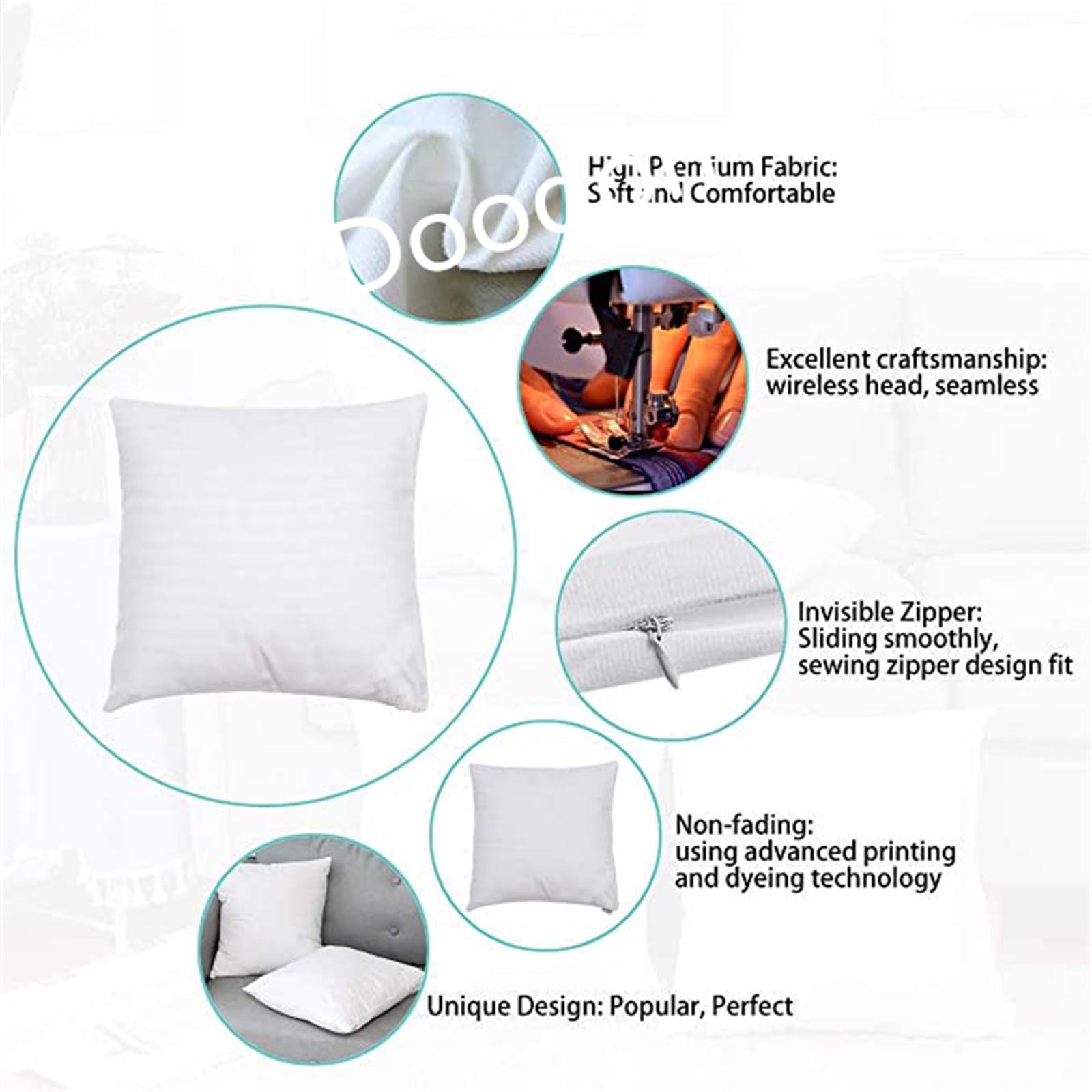 Qahing Set 4 Federe Per Cuscini Quadrati 45x45 Cm – Impermeabili Per Esterno, Colore Giallo Senape, Con Cerniera, Per Patio, Giardino, Divano - 2
