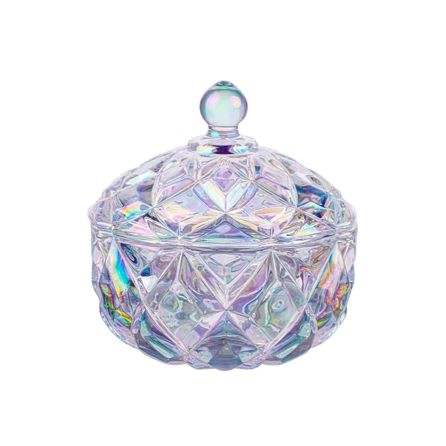 LUCKTE Embossed Clear Glass Apothecary Jar With Lids,Candy Jar Containers Wedding Candy Buffet Jars,Crystal Jewelry Box Glass Biscuit Jar Decorative Jars (sparkling)