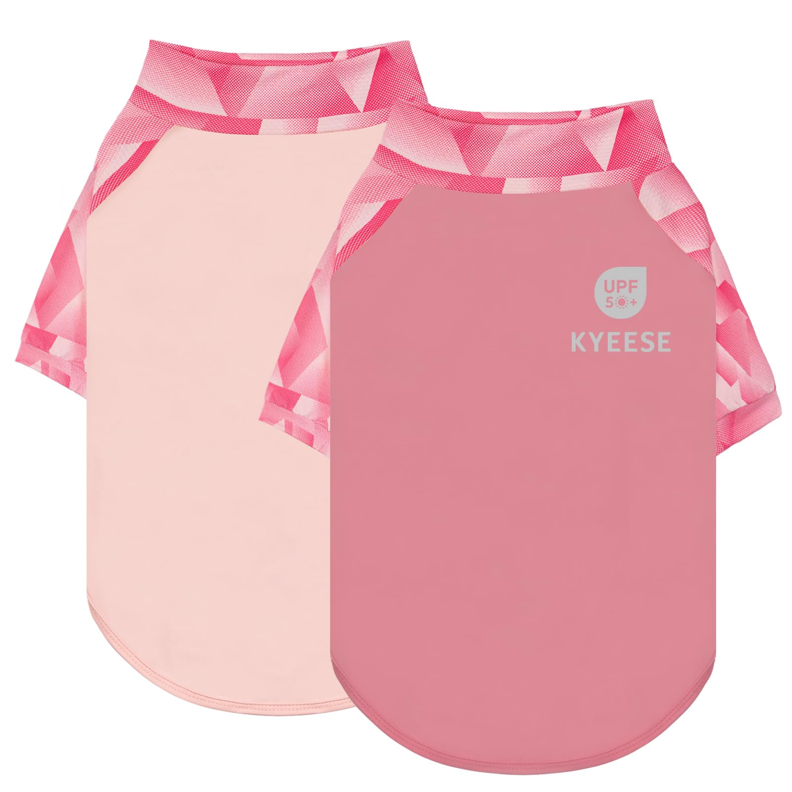 KYEESE 2Pack UV Protection Dog Shirt, UPF 50+ Cooling Dog T Shirts for Small Dogs Girl, Breathable Reflective Dogs Sun Shirts with Sleeves Summer Pet Clothes, Pink, M