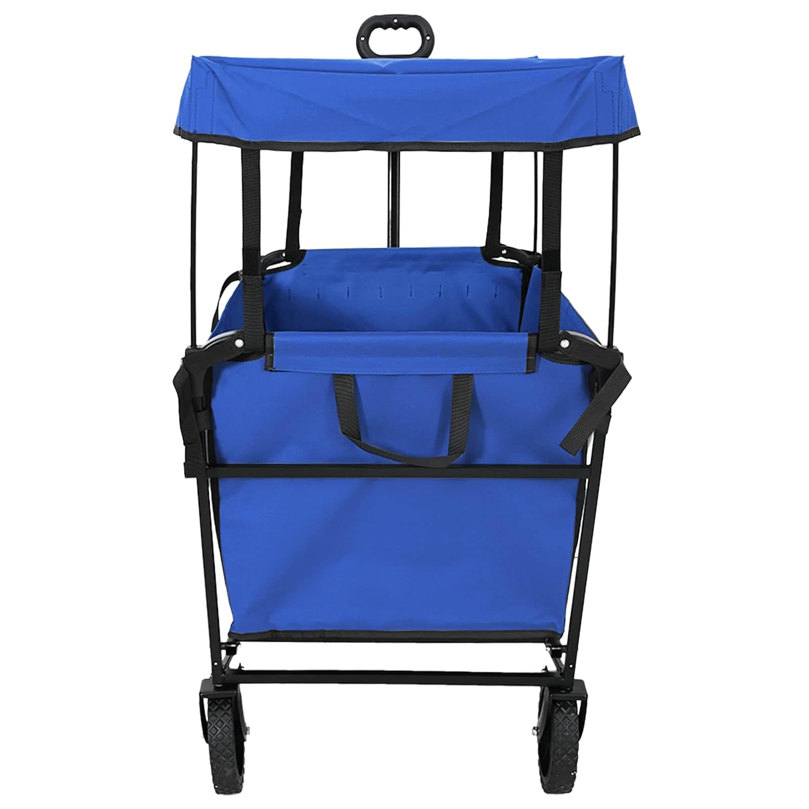 Carrello pieghevole in tessuto Oxford, 105 x 56,5 x 116 cm, nero, con manubrio regolabile e ruote girevoli a 360°, carrello pieghevole per giardino e spiaggia